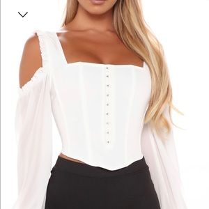 Fashion Nova Of Corset Not Ruffled Top- Ivory Size small